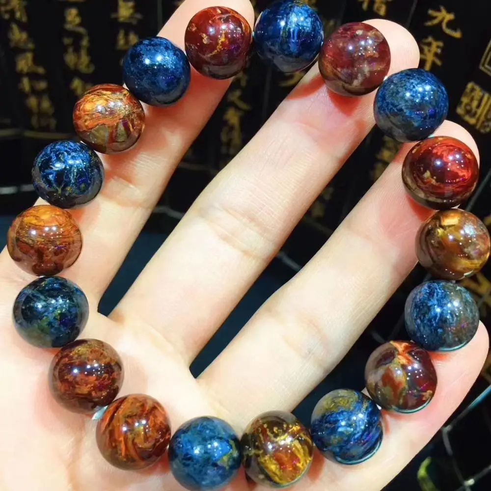 Натуральный красный синий браслет из пьестерсита 11 3 мм с круглыми бусинами