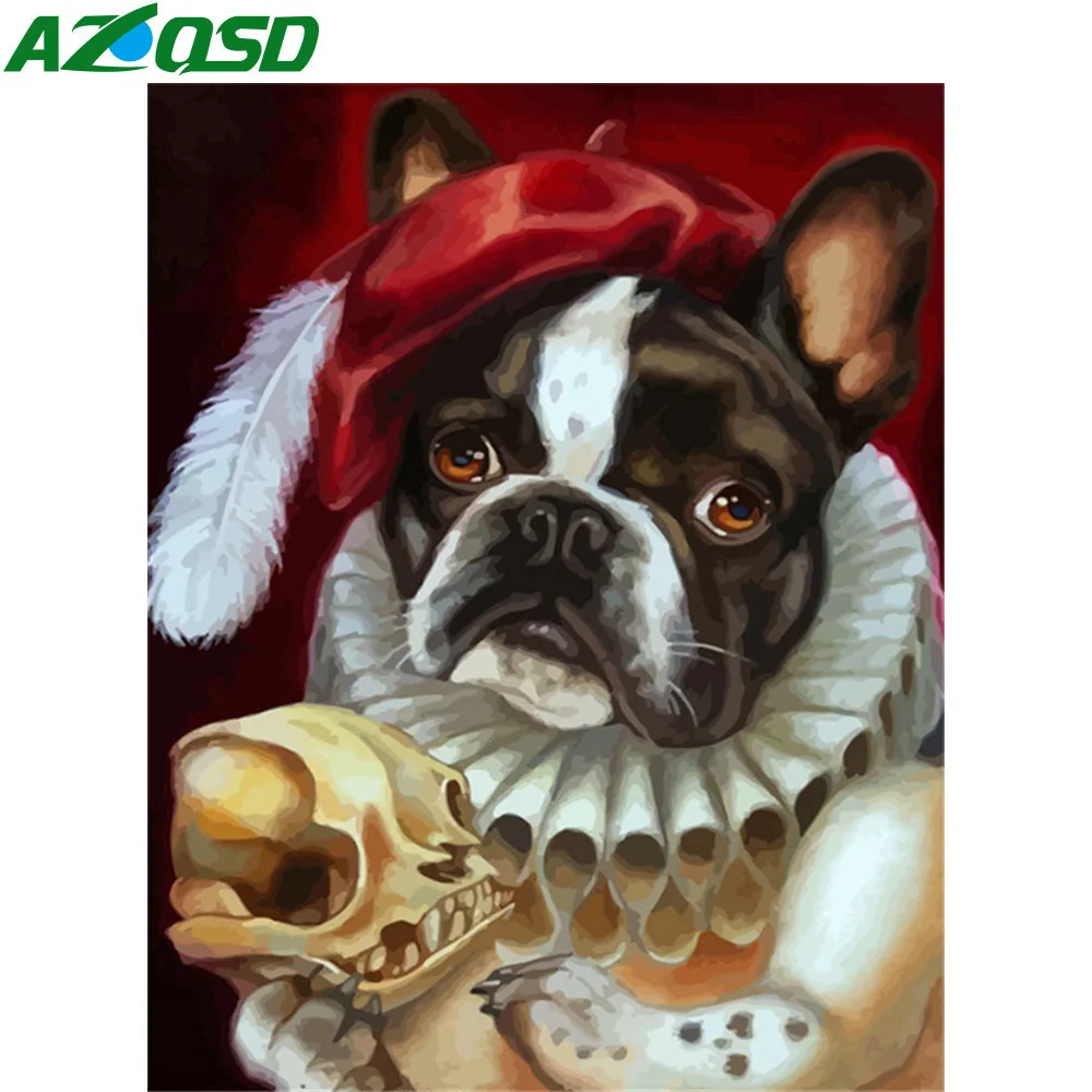 

AZQSD Paint By Number Animal Drawing On Canvas Handpainted Gift Painting By Numbers Dog Kits Modern Wall Art
