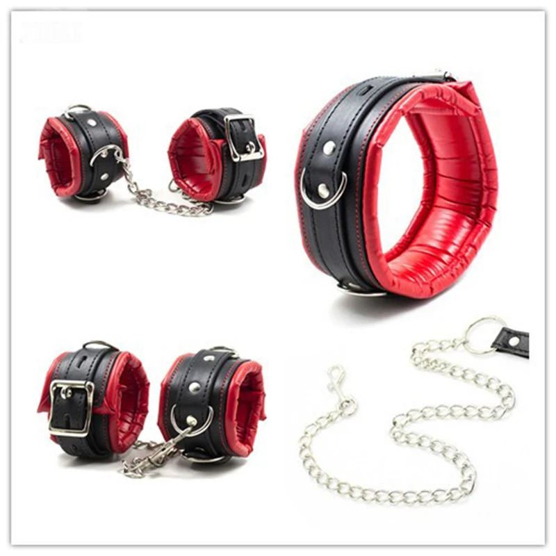 Мужские наручники анклеты воротники на шею мягкие наручные манжеты лодыжку БДСМ