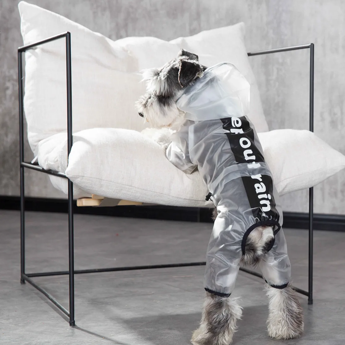 Дождевик для собак с капюшоном непромокаемый костюм полупрозрачный дождевик