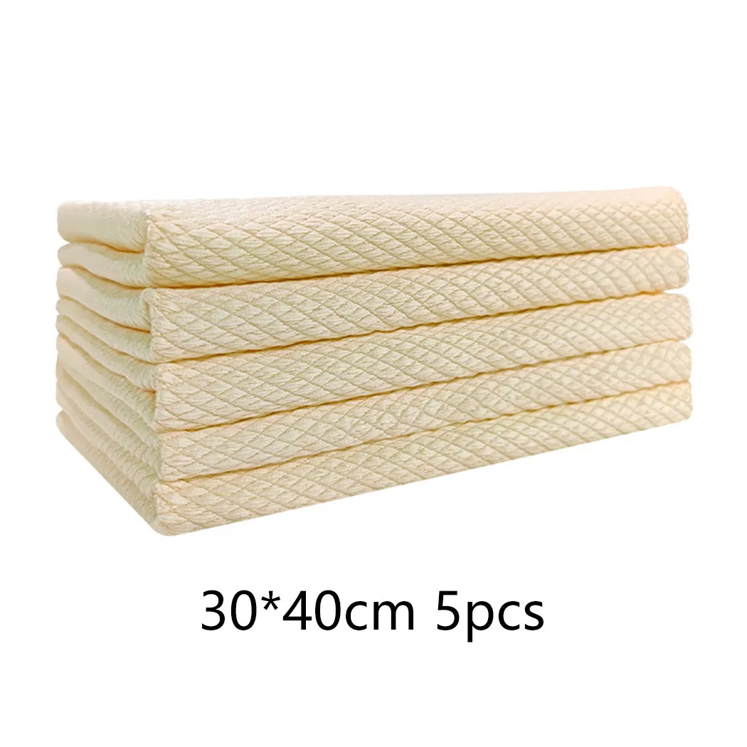 

5PCS/Set Fish Scale 30cm*40cm /25*25cm Microfiber Polishing Cleaning Cloth Kitchen *100% Brand New And High Quality