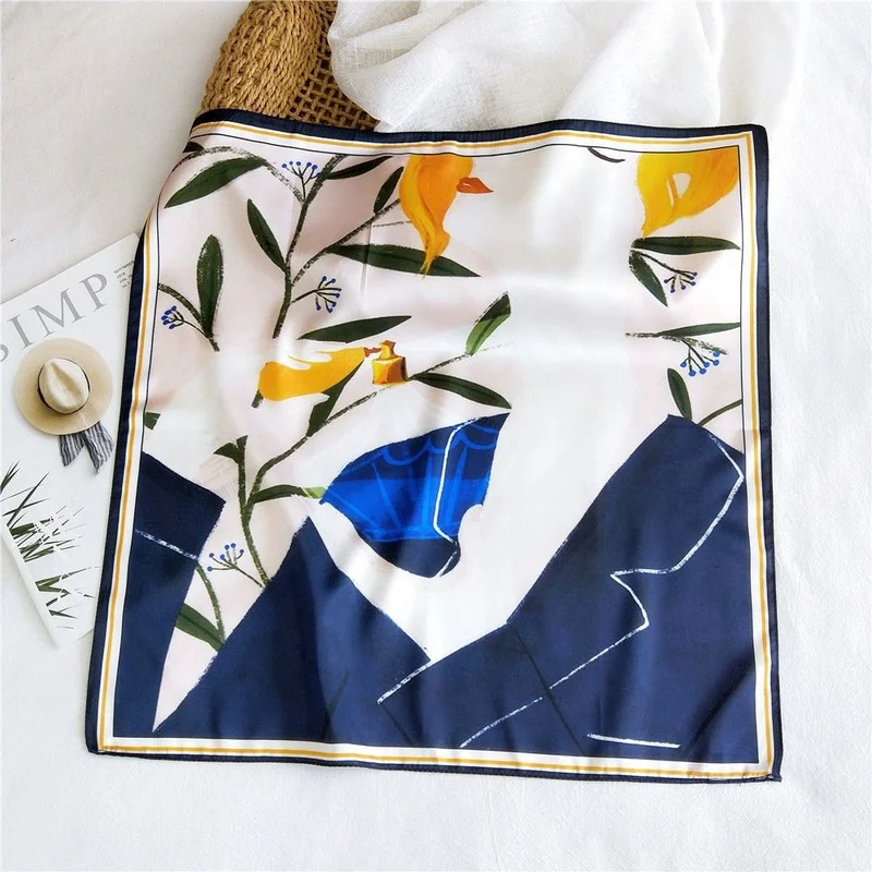 

Fashion Fashion Printing Hair Scarf Hair Tie Band Party Women Elegant Skinny Retro Head Neck Silk Satin Scarf Hair Accessories