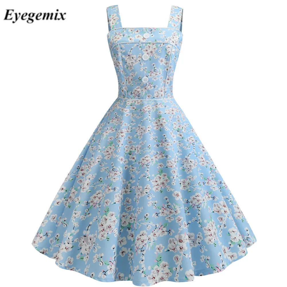 Винтажное платье 2021 повседневное летнее в цветочек для женщин халат 50S 60