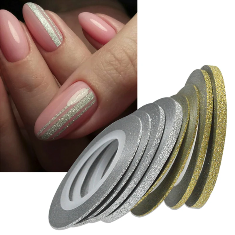 Лента для снятия изоляции дизайна ногтей Блестящий золотистый Серебристый 1