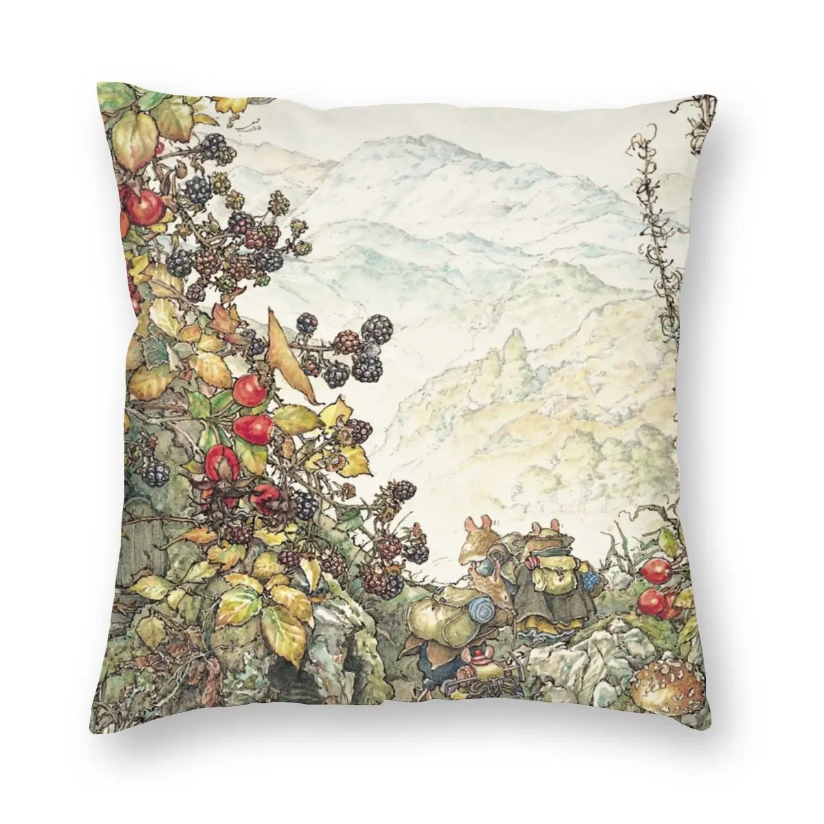 Walk To The High Hills Mole Pillowcase Printing Fabric Cushion Cover Decor Autumn Throw Pillow Case Cover Home Zippered 40*40cm