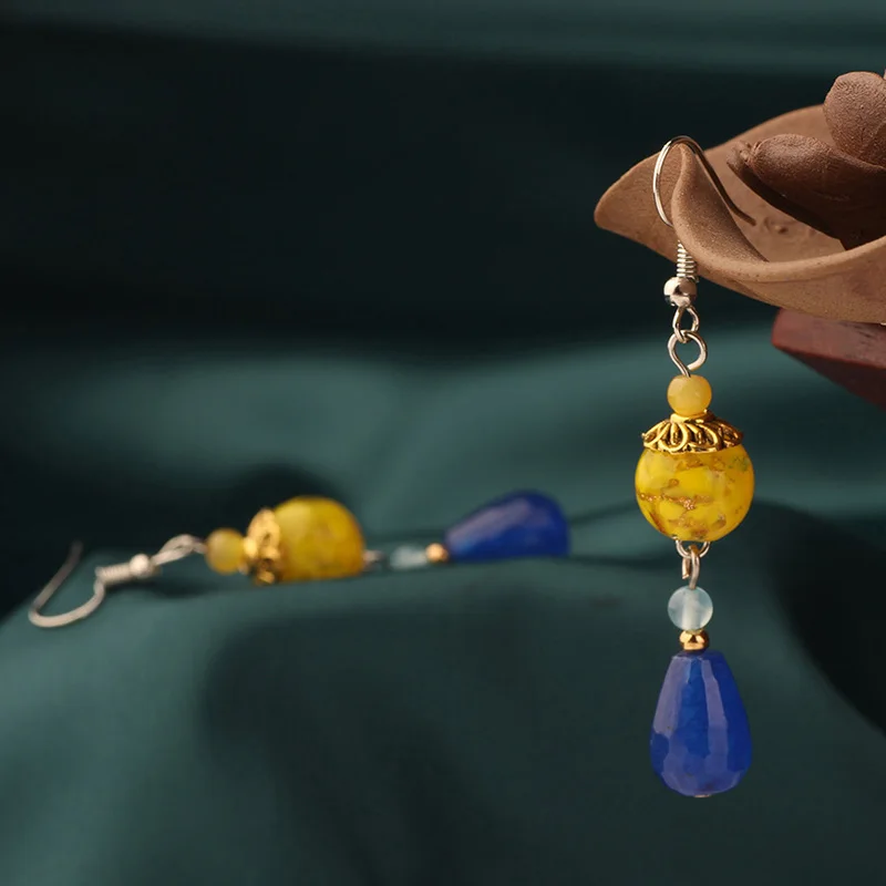 MYWINY 2019 новые желтые стеклянные глазурованные Серьги Висячие этнические