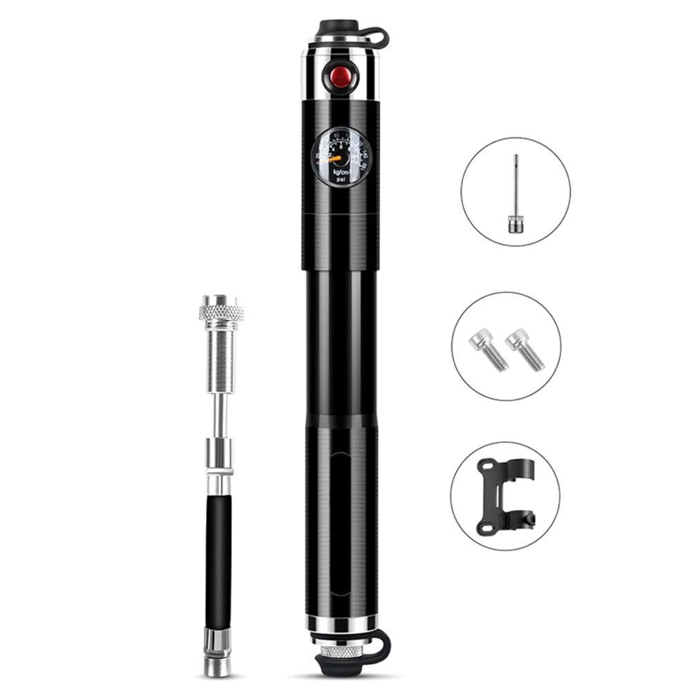 

Two-way Pumping And Inflation Inflator Cheer Up Equipment Bicycle Aluminum Alloy Black High-pressure Pneumatic Pressure Gauge