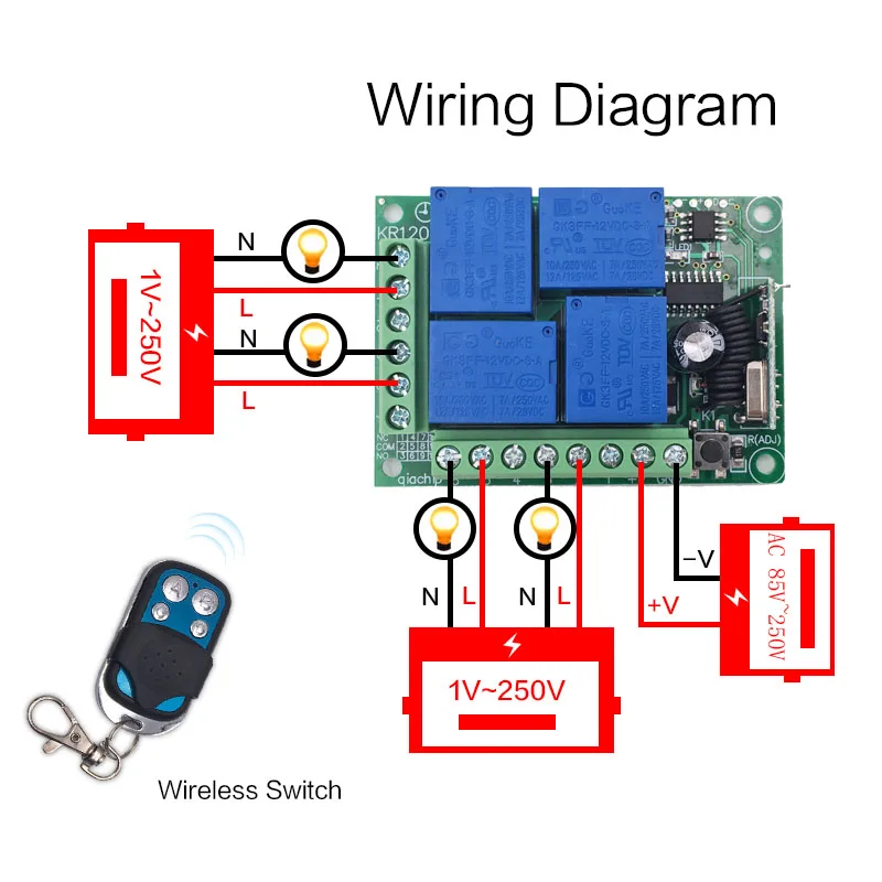 Пульт дистанционного управления 433Mhz 220V 4CH 10A rf переключатель релейный приемник и передатчик для пульт дистанционного управления для гаража и дистанционного светового переключателя