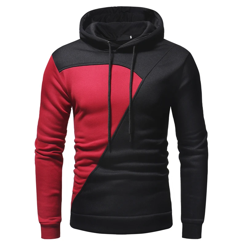 

Men's Fashion Casual Color Block Pullover Hoodie Slim Fit Fleece Hooded Sweatshirts