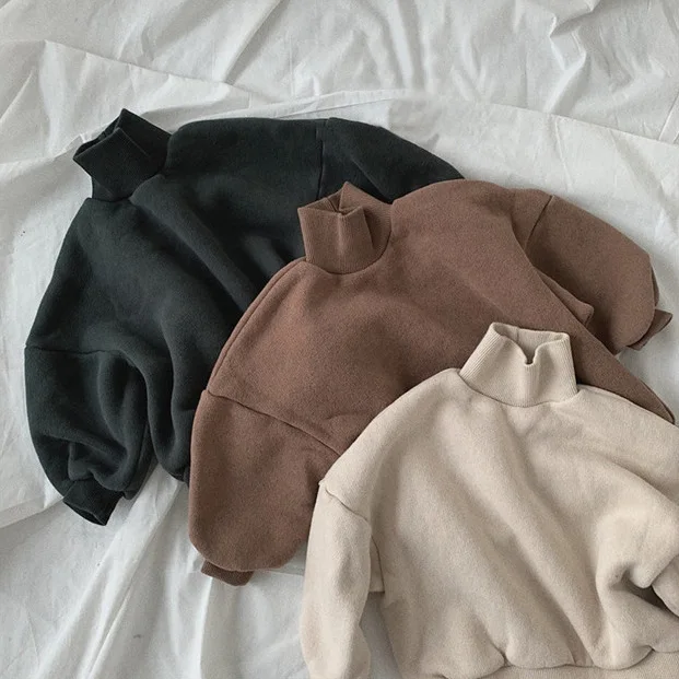 Новинка Осень зима 2019 Свободные флисовые толстовки с высоким воротником