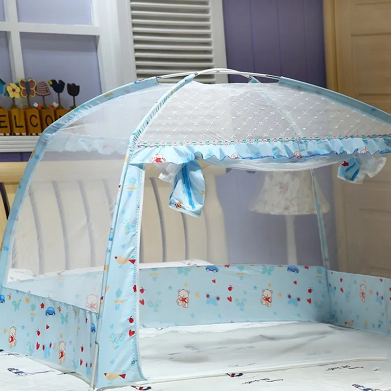 Rosa/blu estate lettino zanzariera pieghevole letto per bambini zanzariera portatile lettino baldacchino culla rete tenda