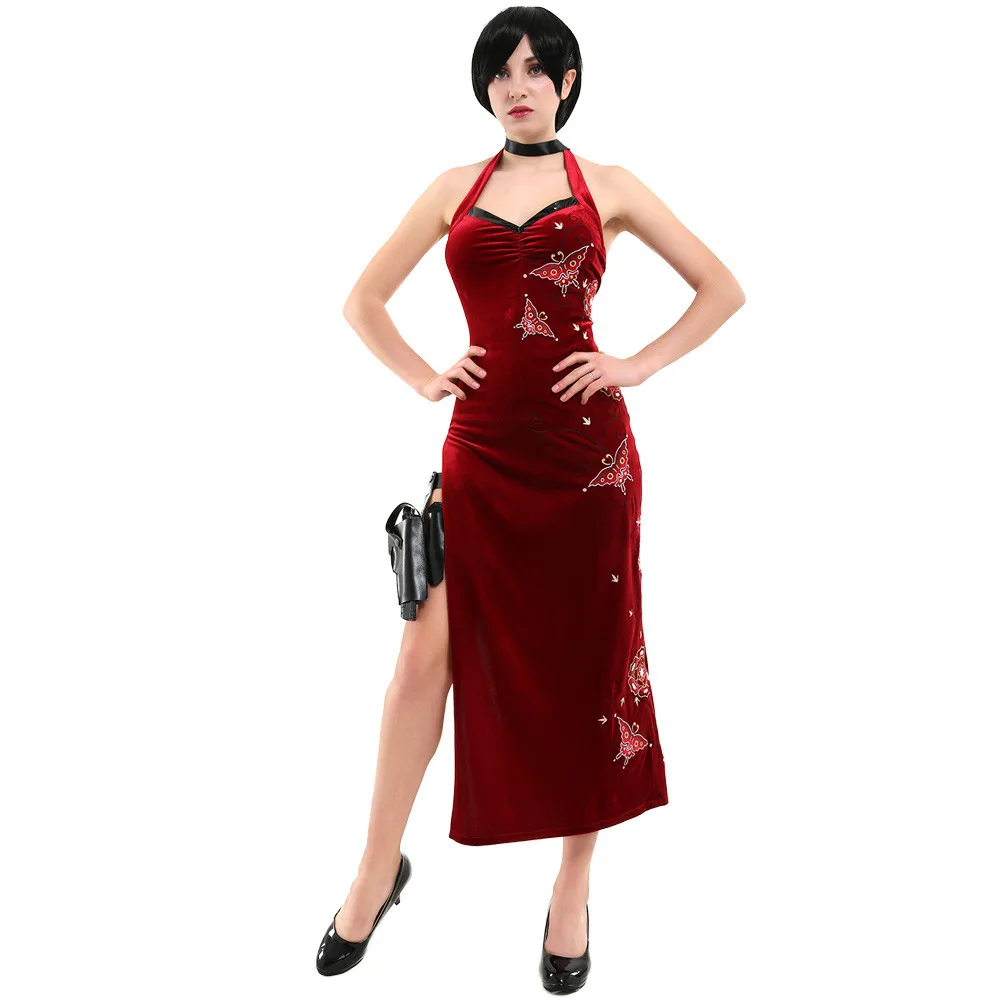

Ada Wong Cosplay Women Sexy Red Dress Halloween Costume Fit For Female