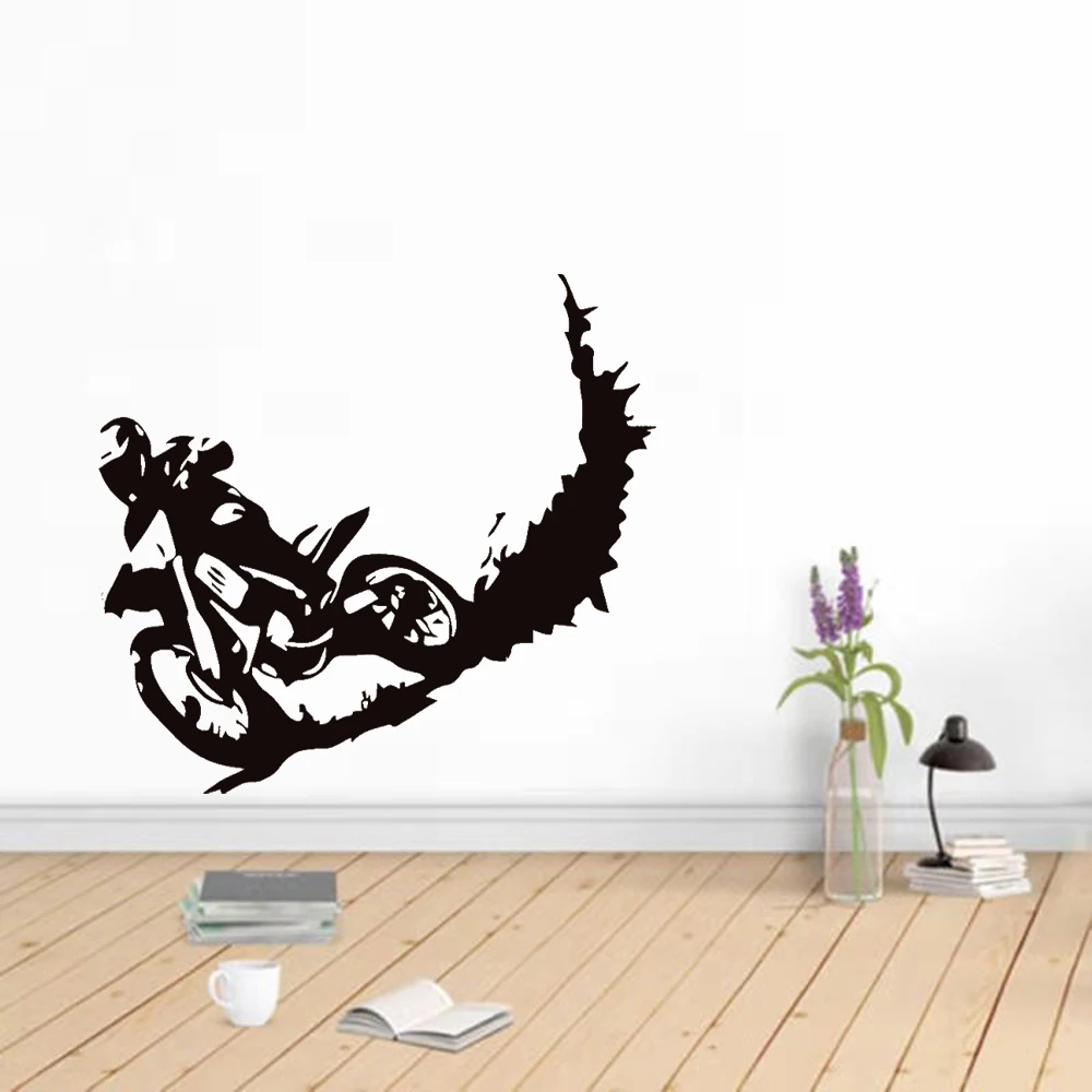 

Наклейка на стену с рисунком мотоцикла для детей, для мальчиков, для украшения спальни, съемные виниловые наклейки, настенная наклейка, рыца...