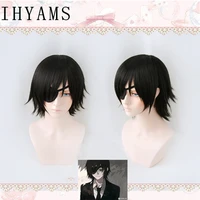 himeno wig chainsaw man black short fluffy layered synthetic hair heat resistant costume party play role wig cap