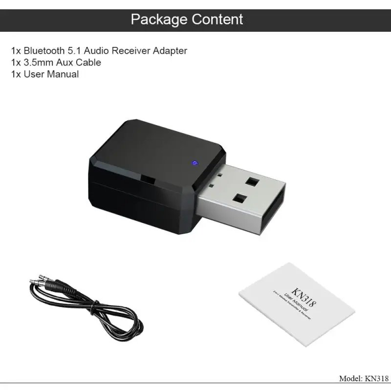 KN318 Wireless USB Bluetooth Adapter 5.1 For Computer Dongle PC Receiver Transmitter | Электроника