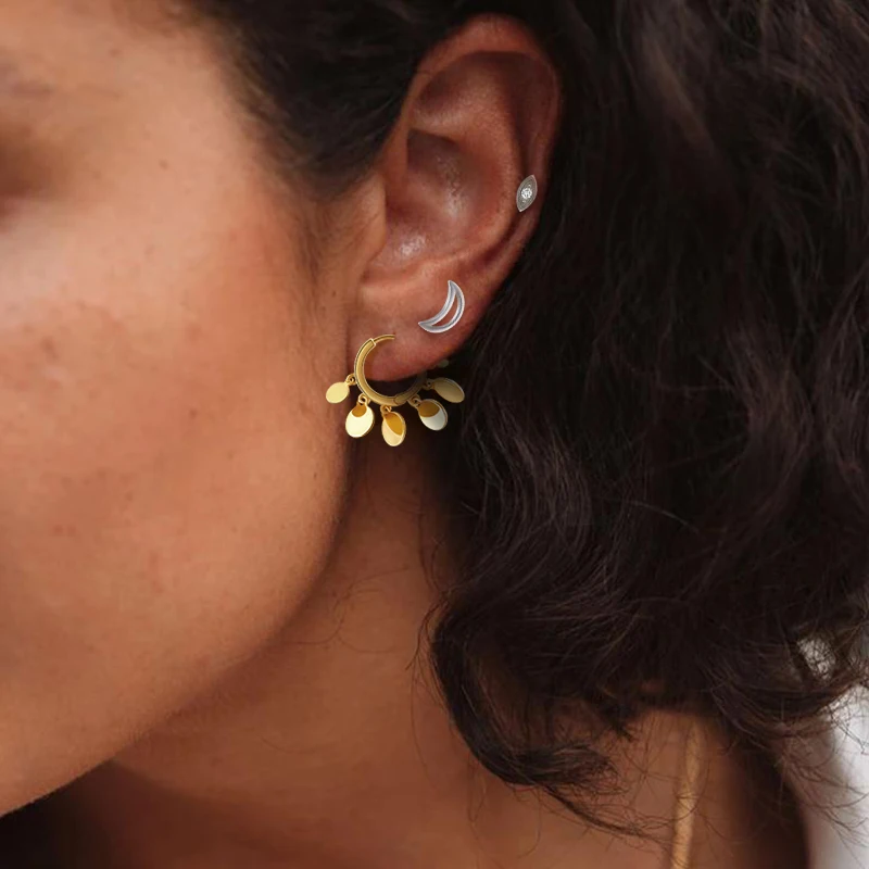 ROXI круглый диск кисточкой из нержавеющей стали серьги кольца для Для женщин 925