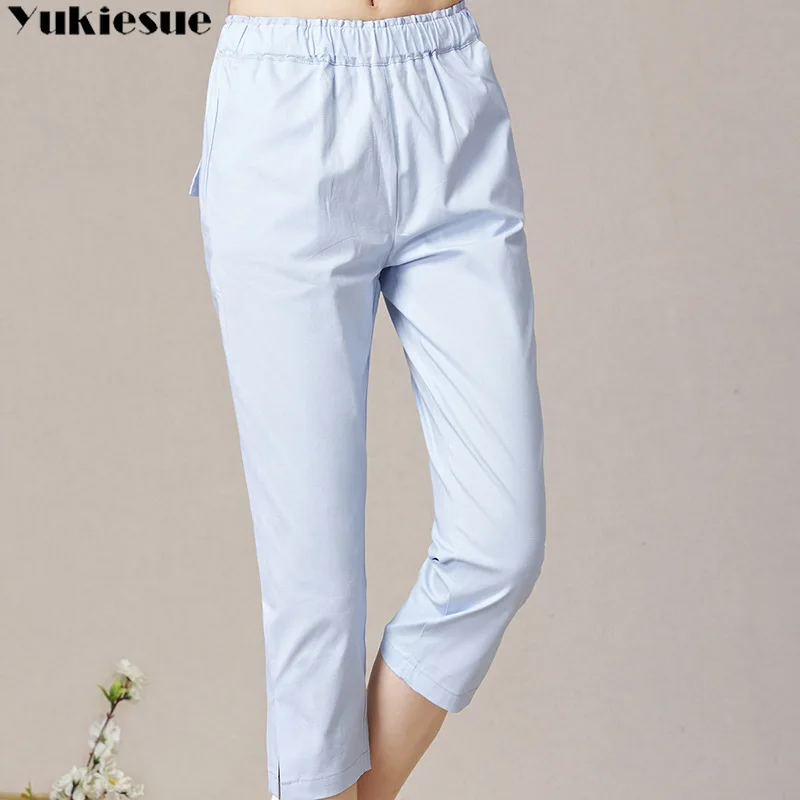 Женские Брюки Капри с завышенной талией летние штаны шаровары карамельных