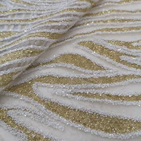 gorgeous african nigerian net glittler tulle white and gold sequins lace fabric 5 yards shiny design for sewing evening dresses