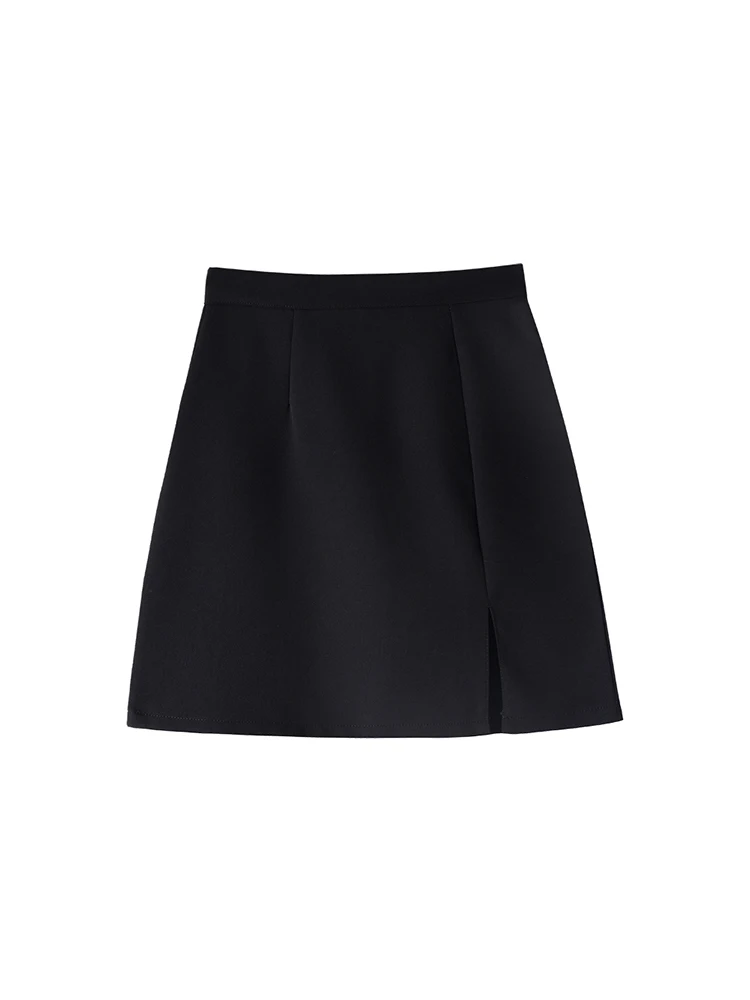 

Korean chic temperament A-line skirt women's summer thin design sense slim split short hip skirt small black skirt