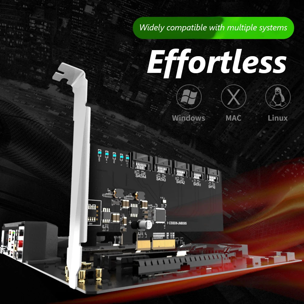 Интерфейс PCIE к 5-портовой плате расширения SATA3.0 CI-E X4/X8/X16 высокоскоростному