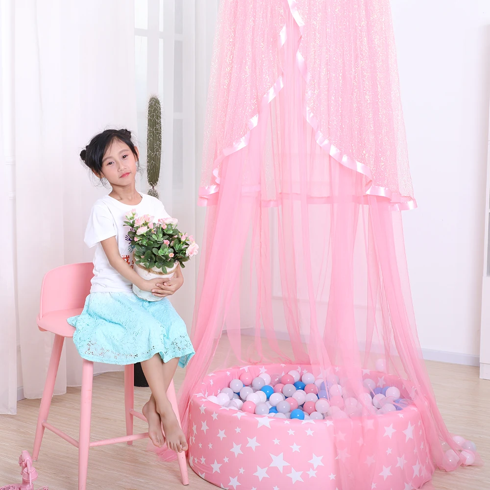 Прекрасный Замок Круглый купол Кровать Навес Москитная сетка занавеска