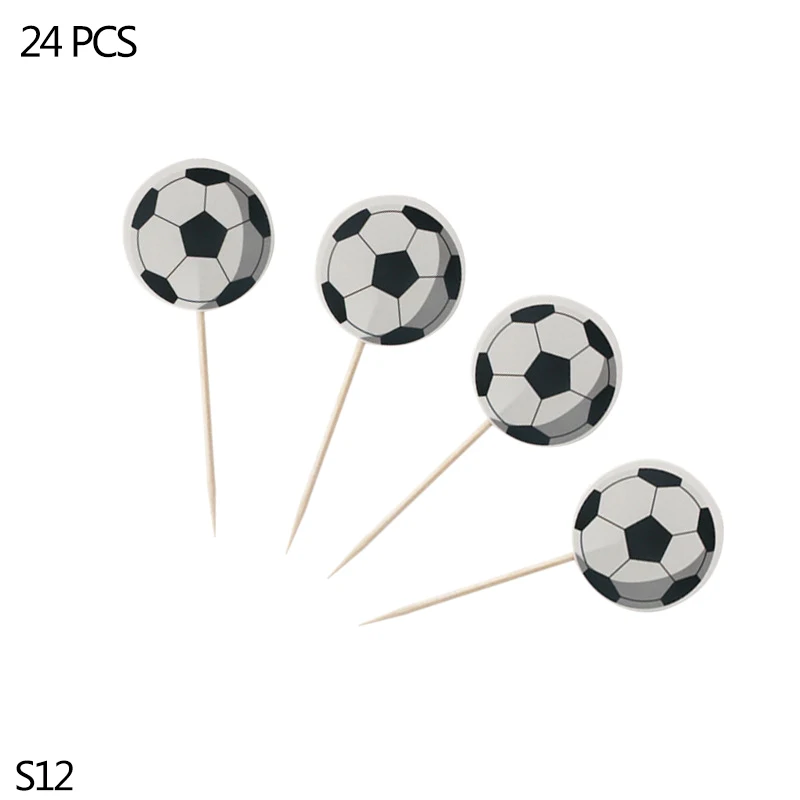 S12-24pcs Футбольная тематическая вечеринка, Набор Декоративной посуды, бумажные тарелки и стаканы, салфетка, конфетный мешок, коробка для детского душа, принадлежности для дня рождения - Цвет: S12-24pcs