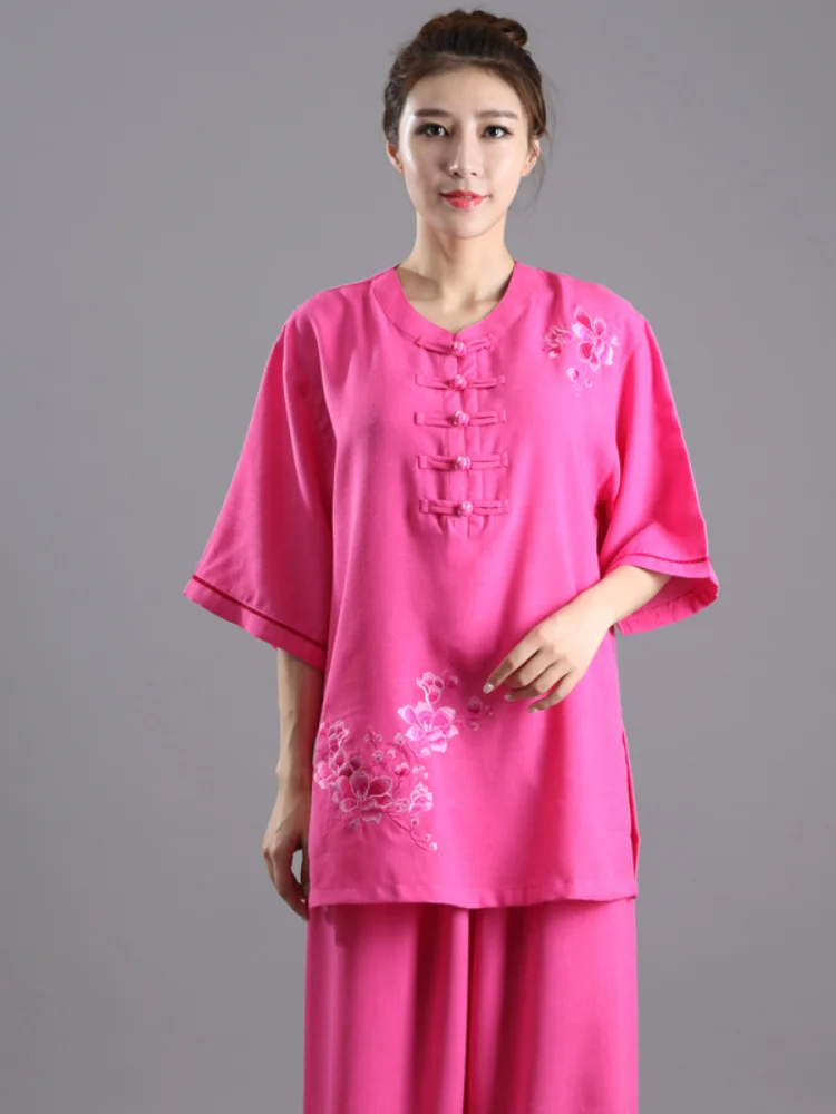 Одежда Wushu для женщин и мужчин униформа боевых искусств с вышивкой кунг-фу летняя