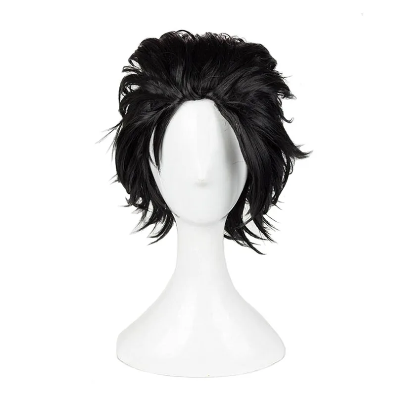 

Final Fantasy Ff7 Zack Fair Cosplay Wigs Short Black Slicked Back Heat Resistant Synthetic Hair Wig + Wig Cap