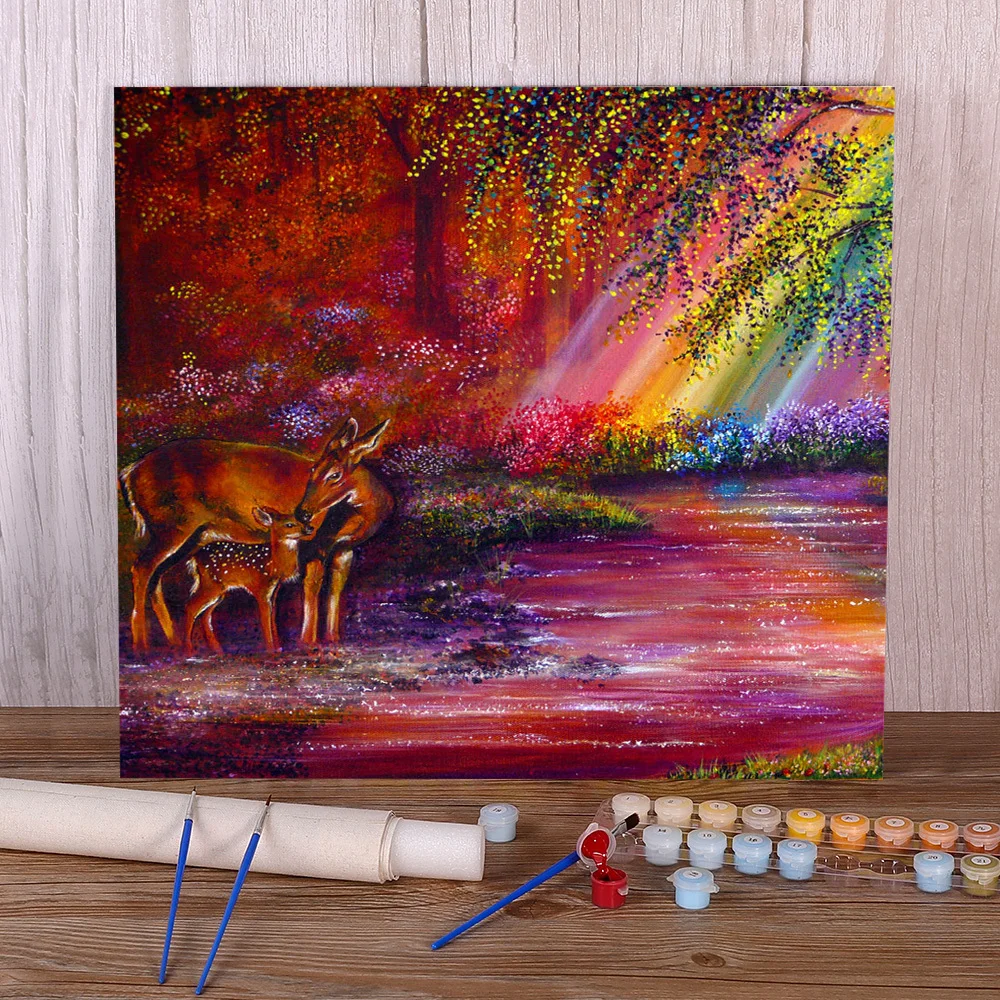 

Natural Scenery Rainbow's End Painting By Numbers Package Oil Paints 50*70 Painting On Canvas Decorative Paintings Drawing