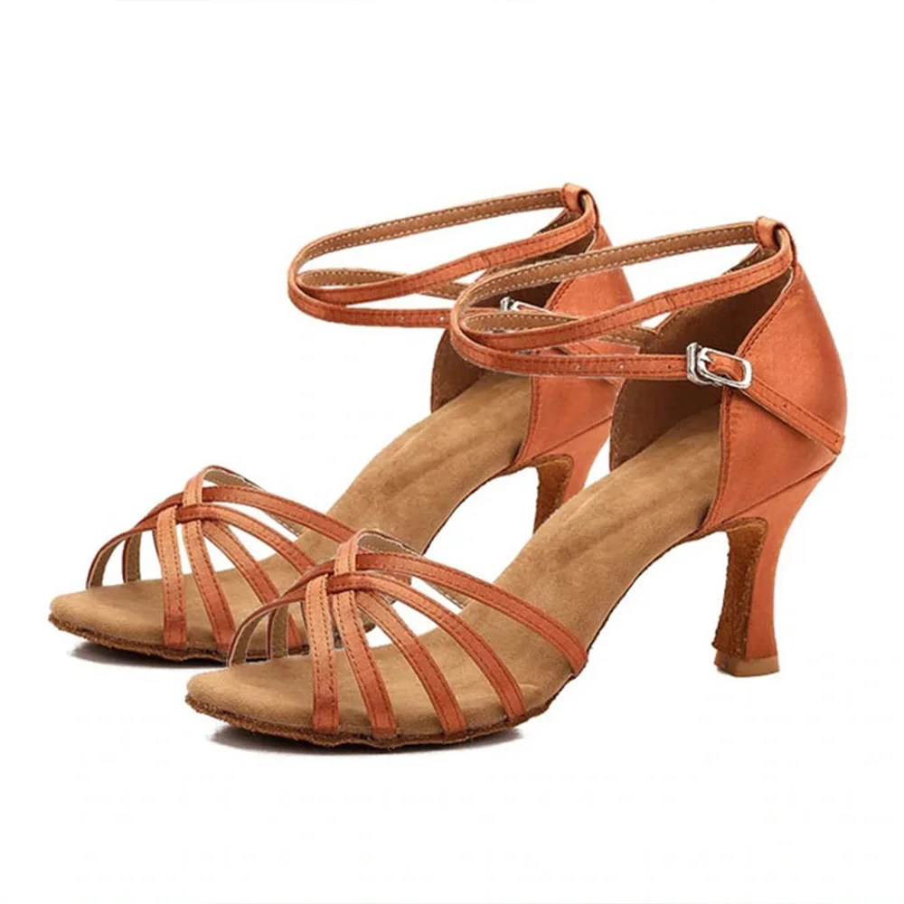 New Women Latin Dance Shoes Ballroom Comfortable Tango Dancing Shoes Organizer For Women Ladies Girls Heeled Party Thick Heel