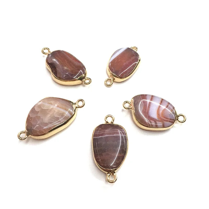 Красные Агаты неправильной формы позолоченный полудрагоценный камень разъем