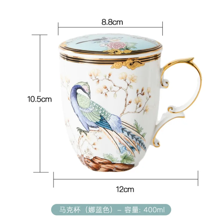

China Luxury Luxury Bone China Mug Ceramic Breakfast Coffee Cup Afternoon Tea Cup Milk Mug ceramic mug with lid