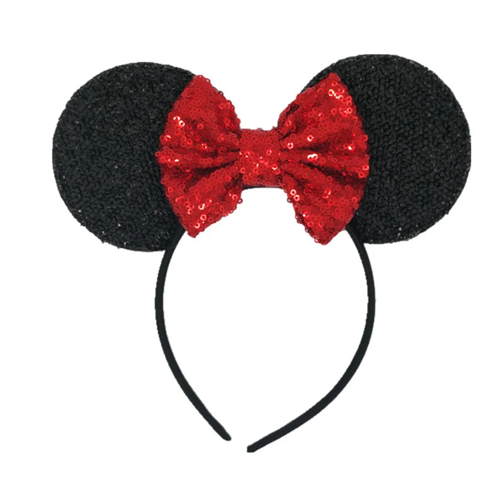 ABDO Girl Headband Shiny Glitter Bow Minnie Ears For Kids Baby Girls Hair Accessories Photography Props Birthday Hairbands | Детская