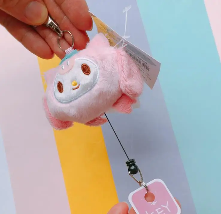 1 Pc new cute Plush Telescopic Keychain Cartoon melody Pudding Cinnamoroll Dog Pendant Stuffed Plush Toys Plush Doll Gift