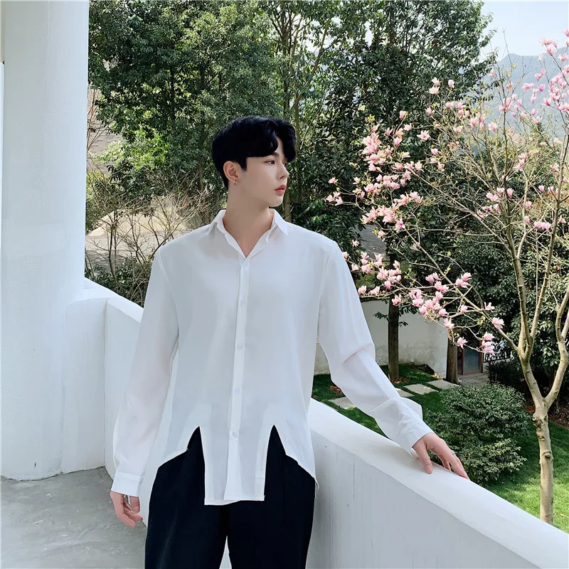 

M-XXL!Slim shirt design sense male personality hit color cross stitching trend long-sleeved shirt western style webbing shirt ti