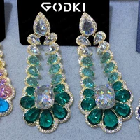 godki famous design drop earrings for women wedding multi cubic zirconia dubai bridal earrings costume jewelry 2020 summer party