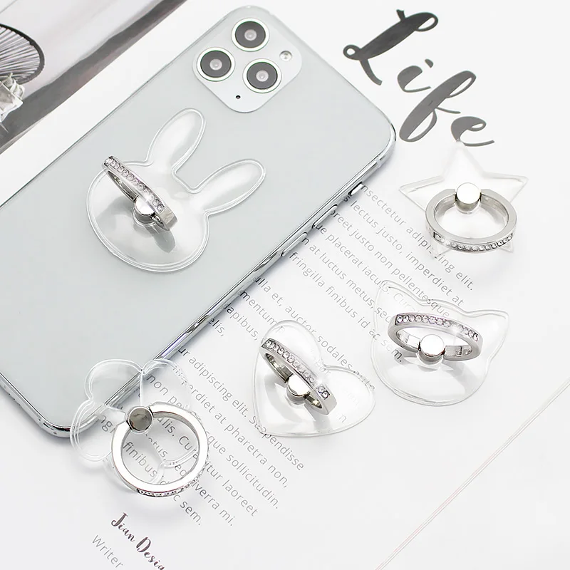 Finger Ring Mobile Phone Smartphone Stand Holder For iPhone X Samsung cell Smart  transparent Phone Ring holder Car Mount Stand