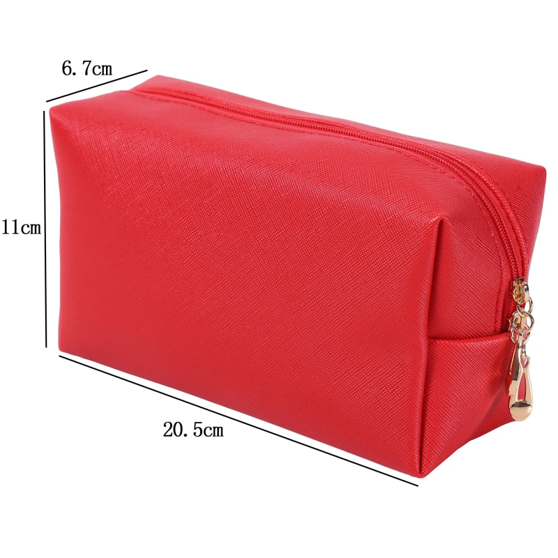 

Women Simple Travel Beauty Case PU Leather Zipper Cosmetic Bag Portable Wash Makeup Bag Make Up Organizer Holder