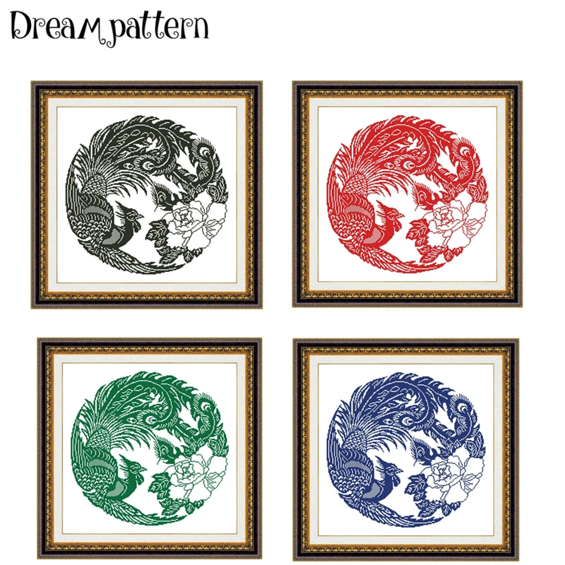 Набор для вышивки крестом с рисунком Феникс и пион 18/14/11 шт. | Дом сад