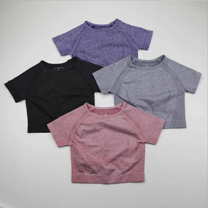 

Women Summer Seamless yoga set Fitness Sports Suits GYM Clothing Yoga T-Shirts High Waist Running Shorts Workout Pants Shirts