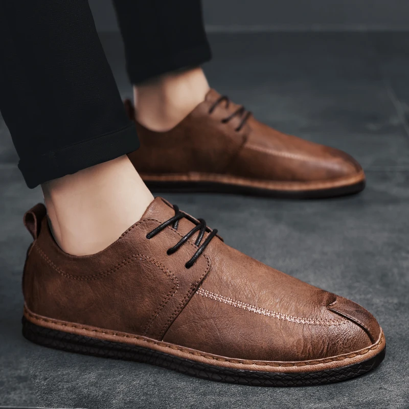 

Leather Men Casual Shoes Fashion Men's Flats Brand Men breathable outdoor Comfortable Men Oxfords Shoes Casual Male Footwear