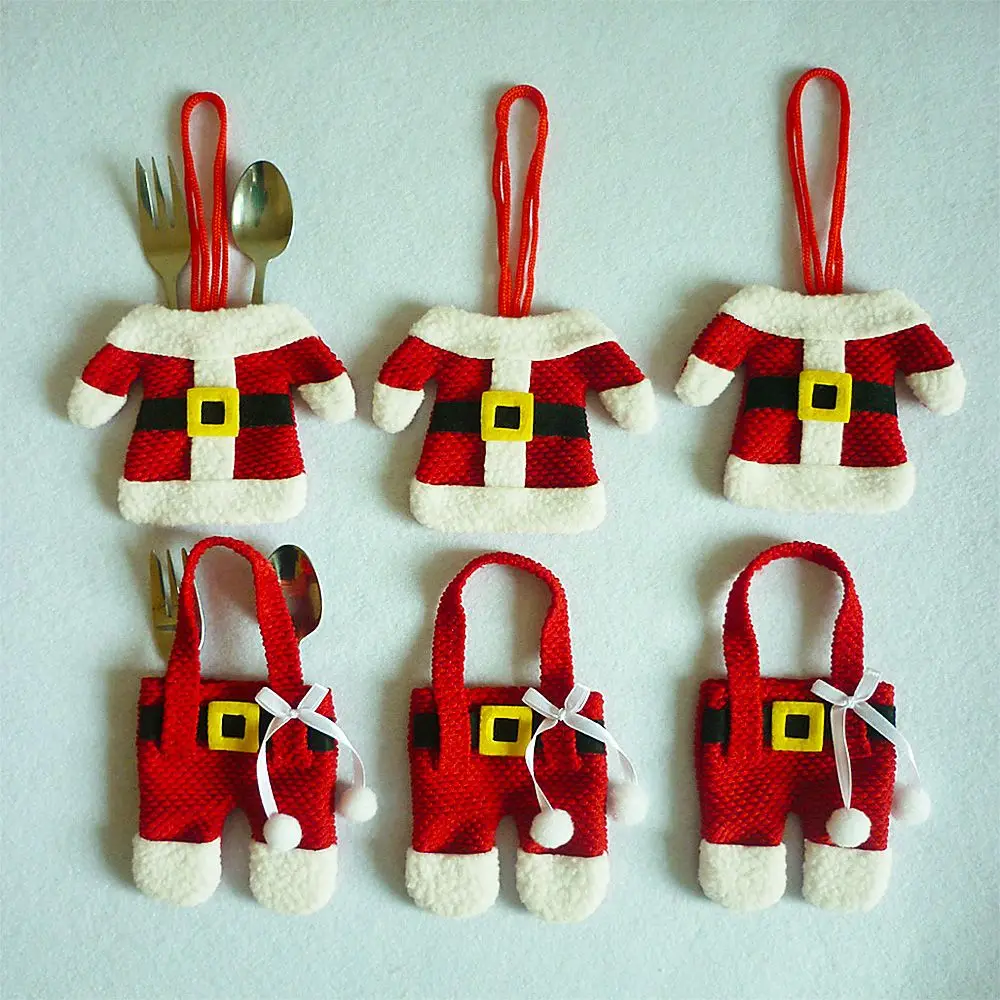 6 шт./компл. Рождественский ужин Декор Санта Клаус серебряные столовые приборы