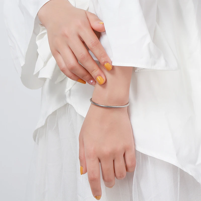 

JEWELS 925 Sterling Silver Fashion Snake Chain Bracelet For Women Man 6.5/7/7.5/8 Inch Chain on Hand Bracelet Jewelry