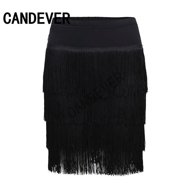 Юбка для латиноамериканских танцев женская Ассиметричное платье с бахромой