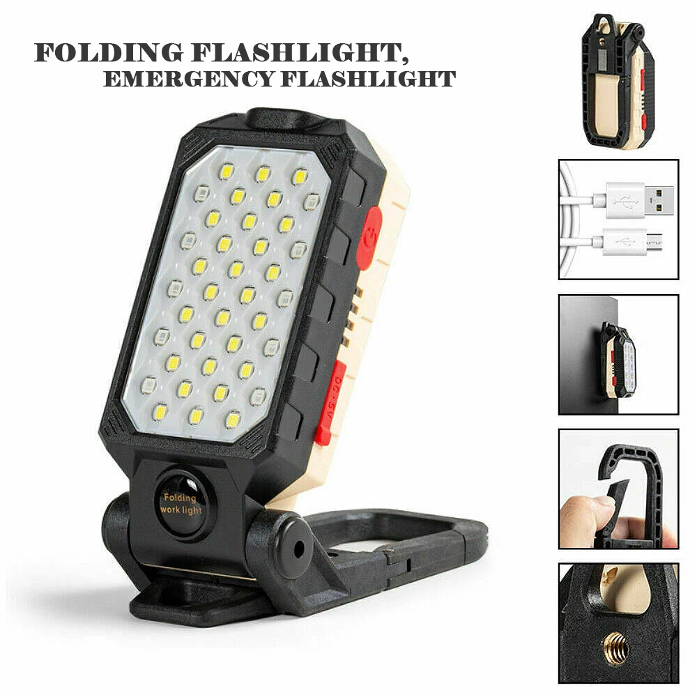 

Portable Magnetic COB LED Work Light Lamp Folding Inspection Torch 5V USB Rechargeable For Camping Hunting Hiking Searching