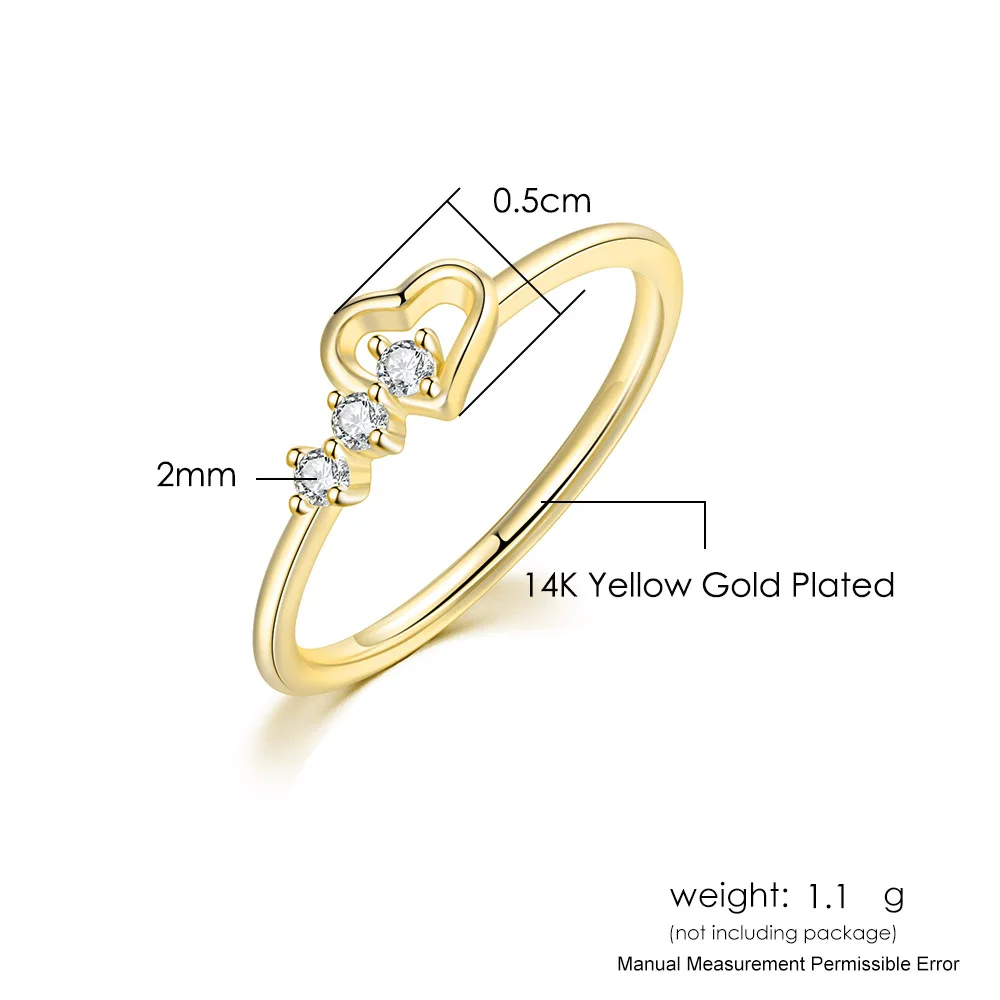Dainty Ring For Women Jewellry Simple Cute Love Heart CZ Rose Gold Color Wedding Bride Gift Fashion Jewelry Wholesale R210 images - 6