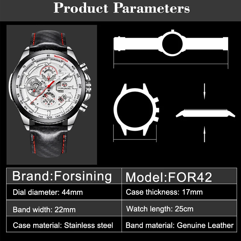 Лидирующий бренд FORAINING мужские спортивные Автоматические наручные часы с 3