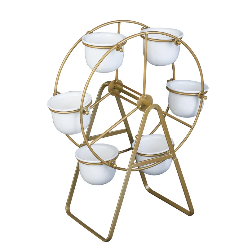 Simple and creative Ferris wheel iron multi meat flowerpot manual welding Nordic combination pot frame set | Дом и сад