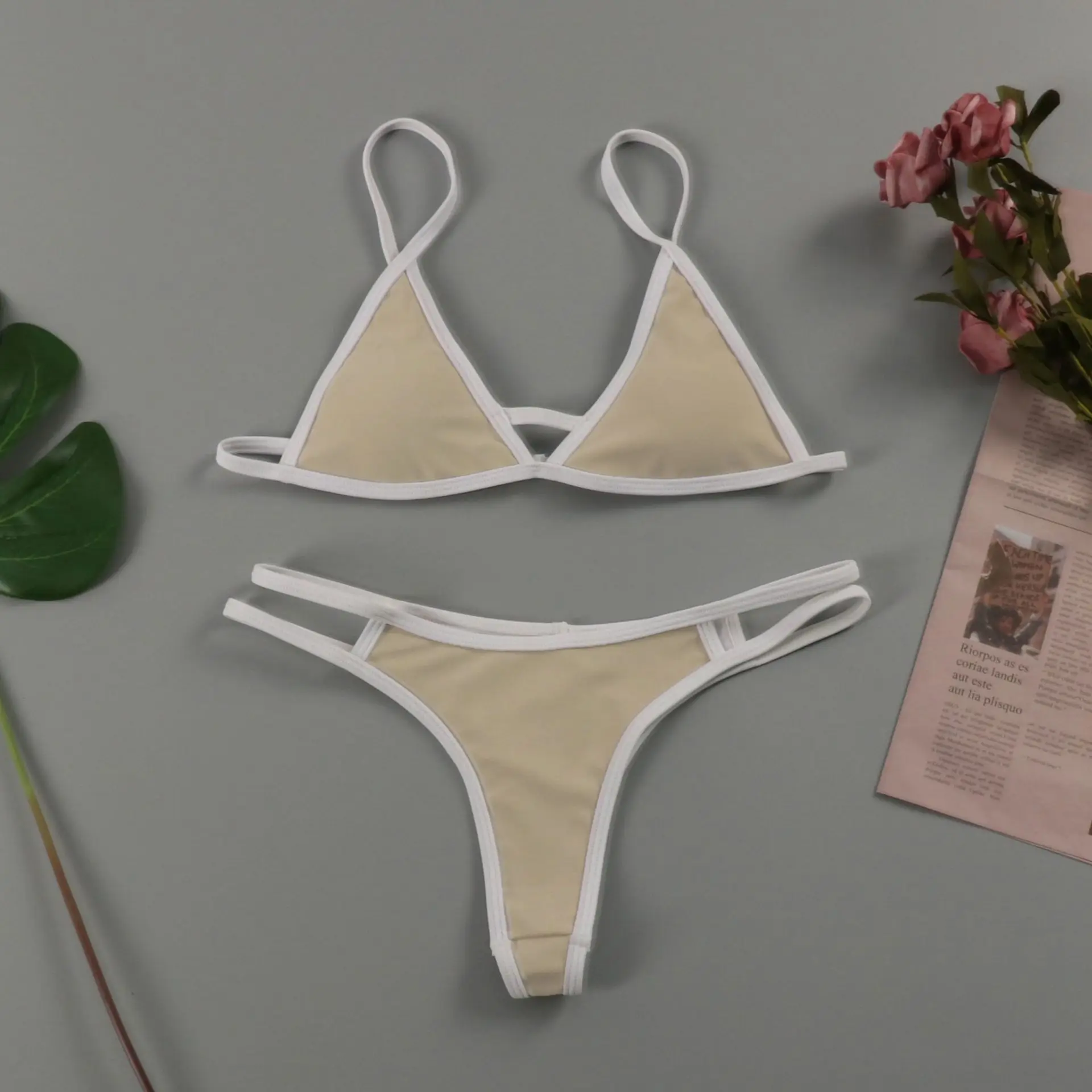 

Bikini 2021 new sexy split body swimsuit Khaki lady