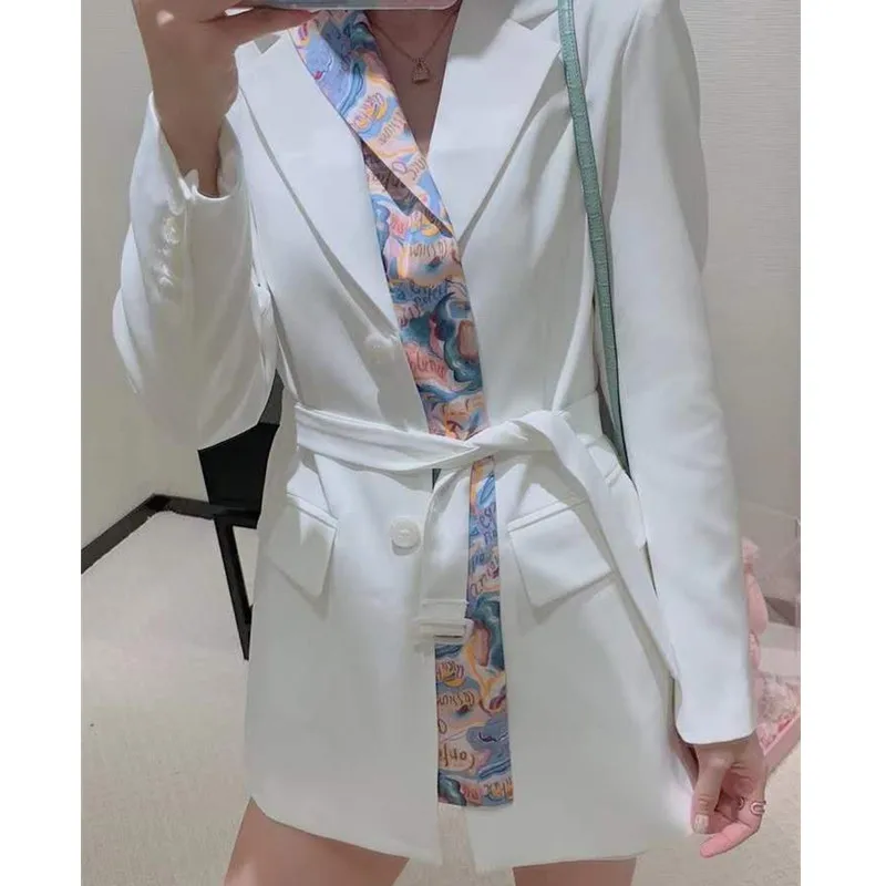 

Long Sleeve Stitching Print Design Trendy Ladies Suit Korea Office Queen Blazer 2021 Spring Autumn Suits Outwear Coat
